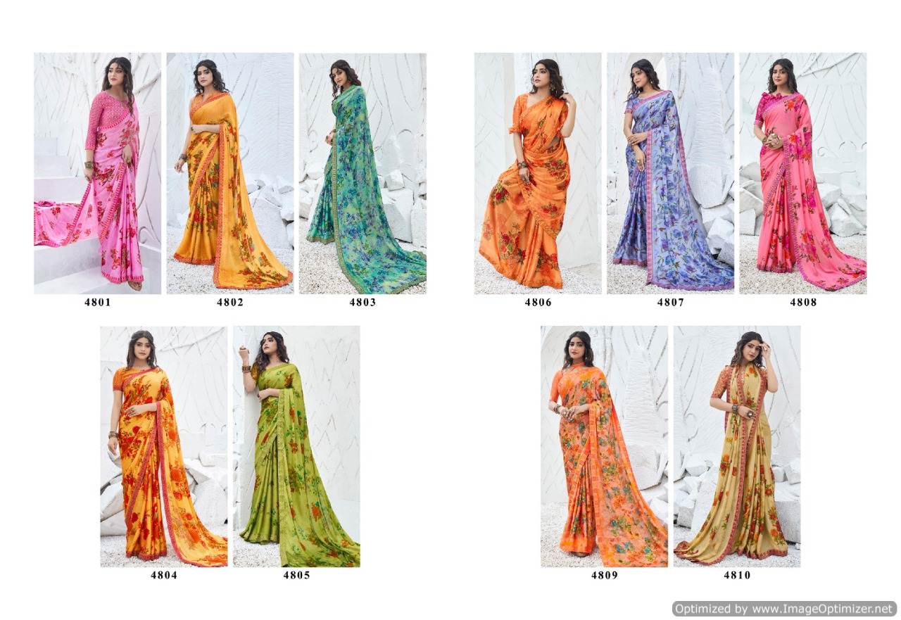 Priya Paridh Shanaya Fancy Printed Daily Wear Moss Fabric With designer Lace Border Saree Collection
